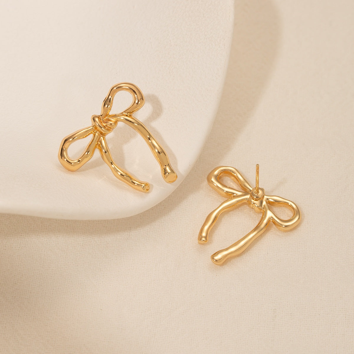 Gold Bow Stud Earrings