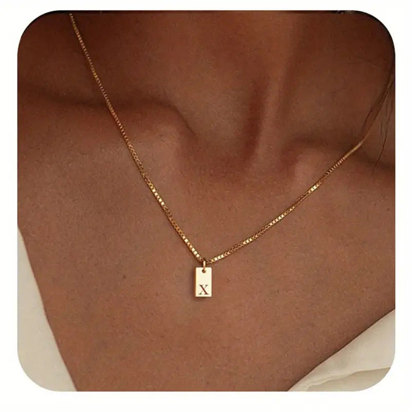 26 Letters Square Pendant Women's Necklace