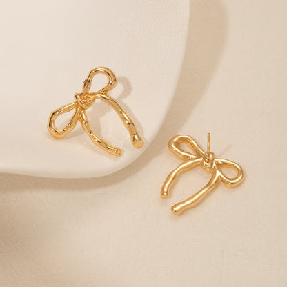 Gold Bow Stud Earrings