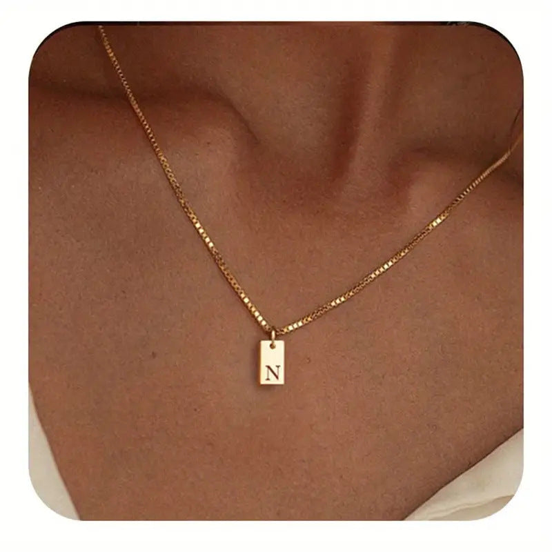 26 Letters Square Pendant Women's Necklace