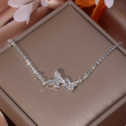 Rhinestone Butterfly Anklet