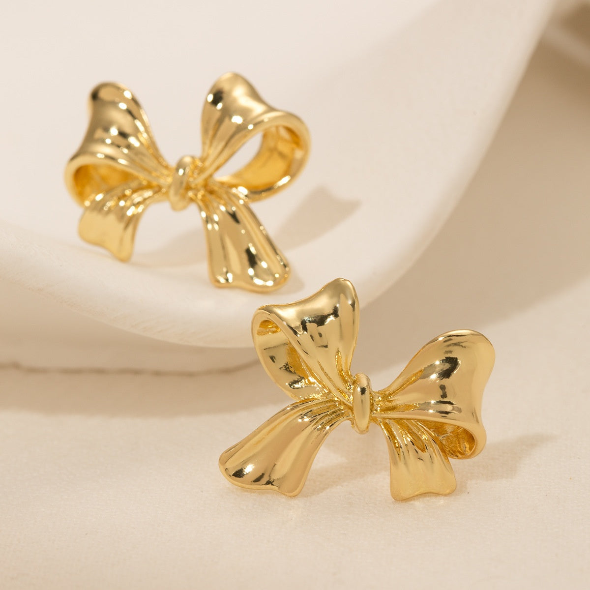 Gold Bow Stud Earrings