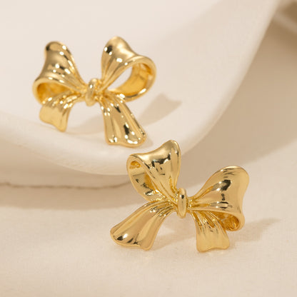 Gold Bow Stud Earrings