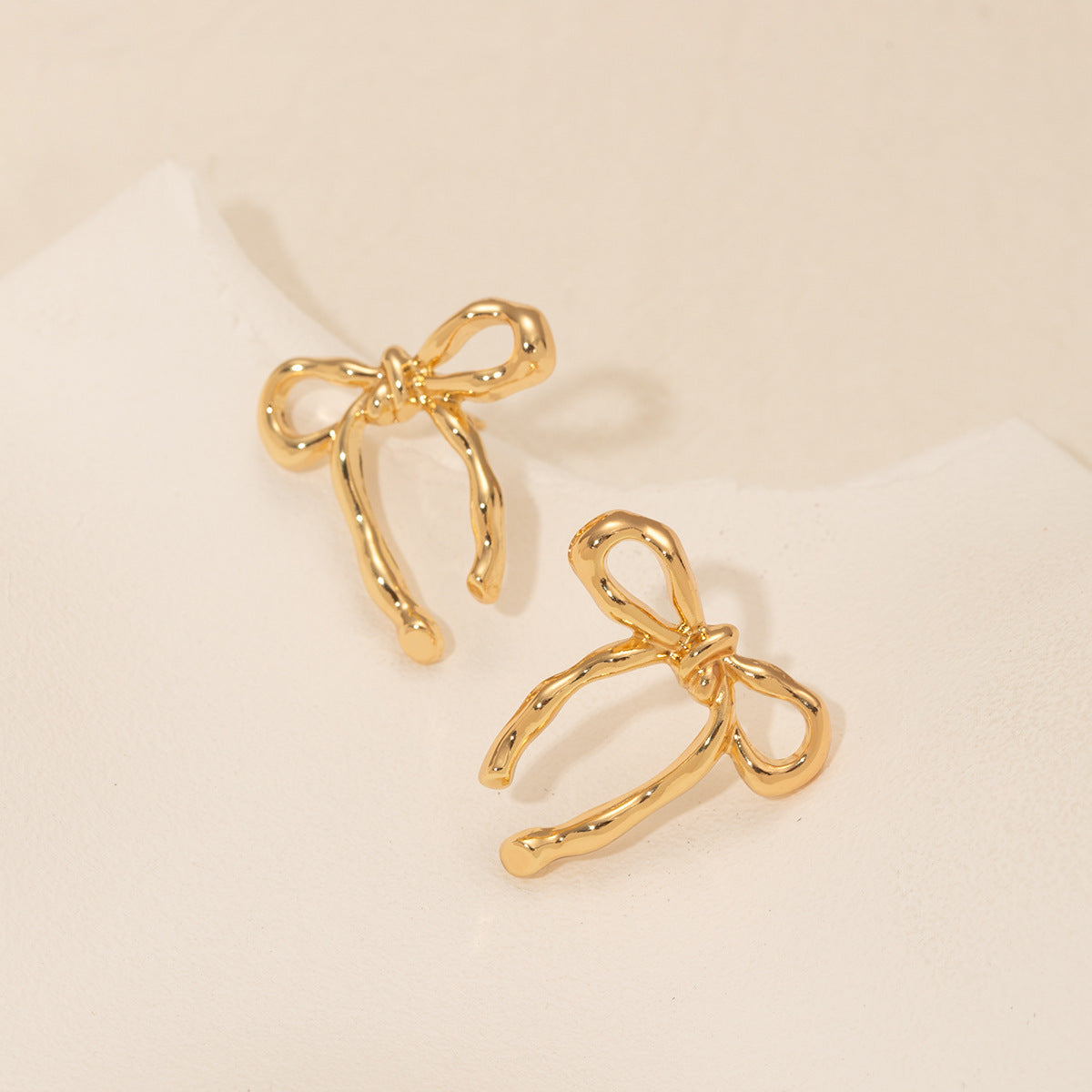 Gold Bow Stud Earrings