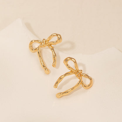 Gold Bow Stud Earrings