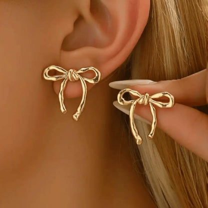 Gold Bow Stud Earrings