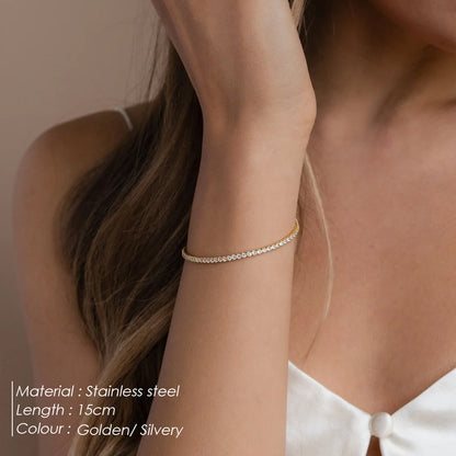 18K Gold & Steel Tennis Bracelet