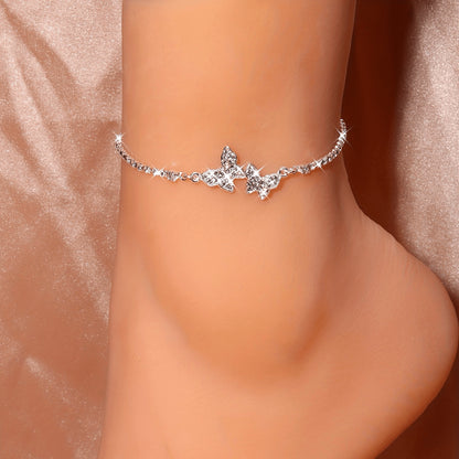 Rhinestone Butterfly Anklet