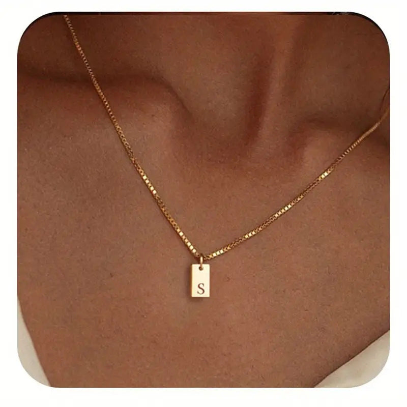 26 Letters Square Pendant Women's Necklace