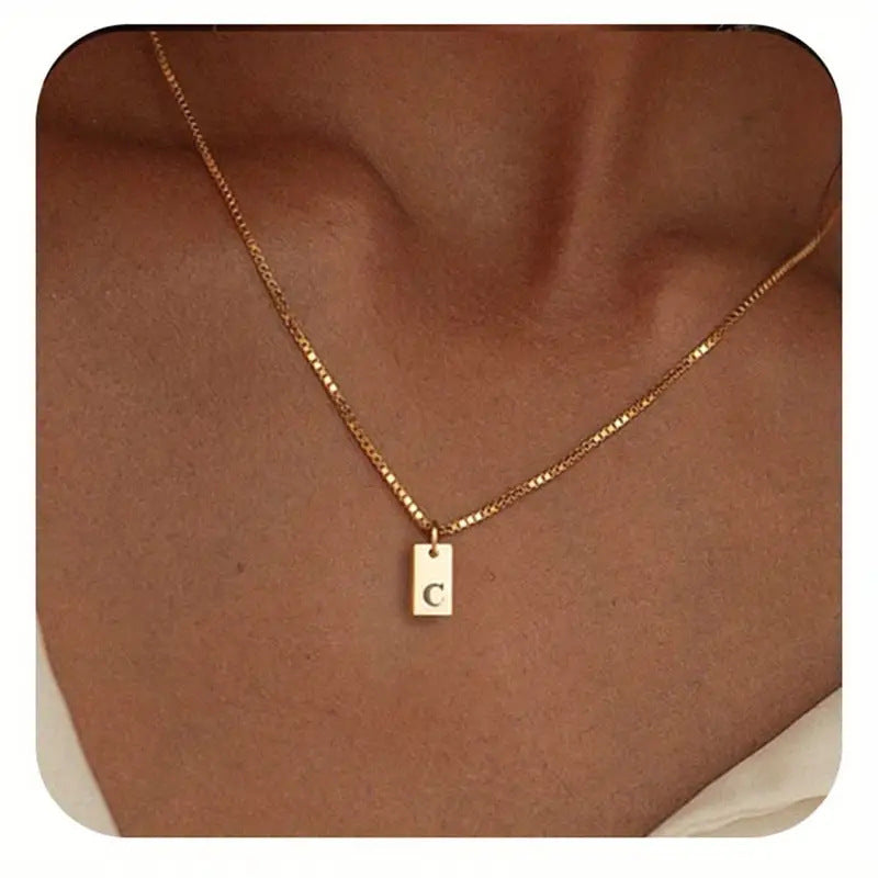 26 Letters Square Pendant Women's Necklace