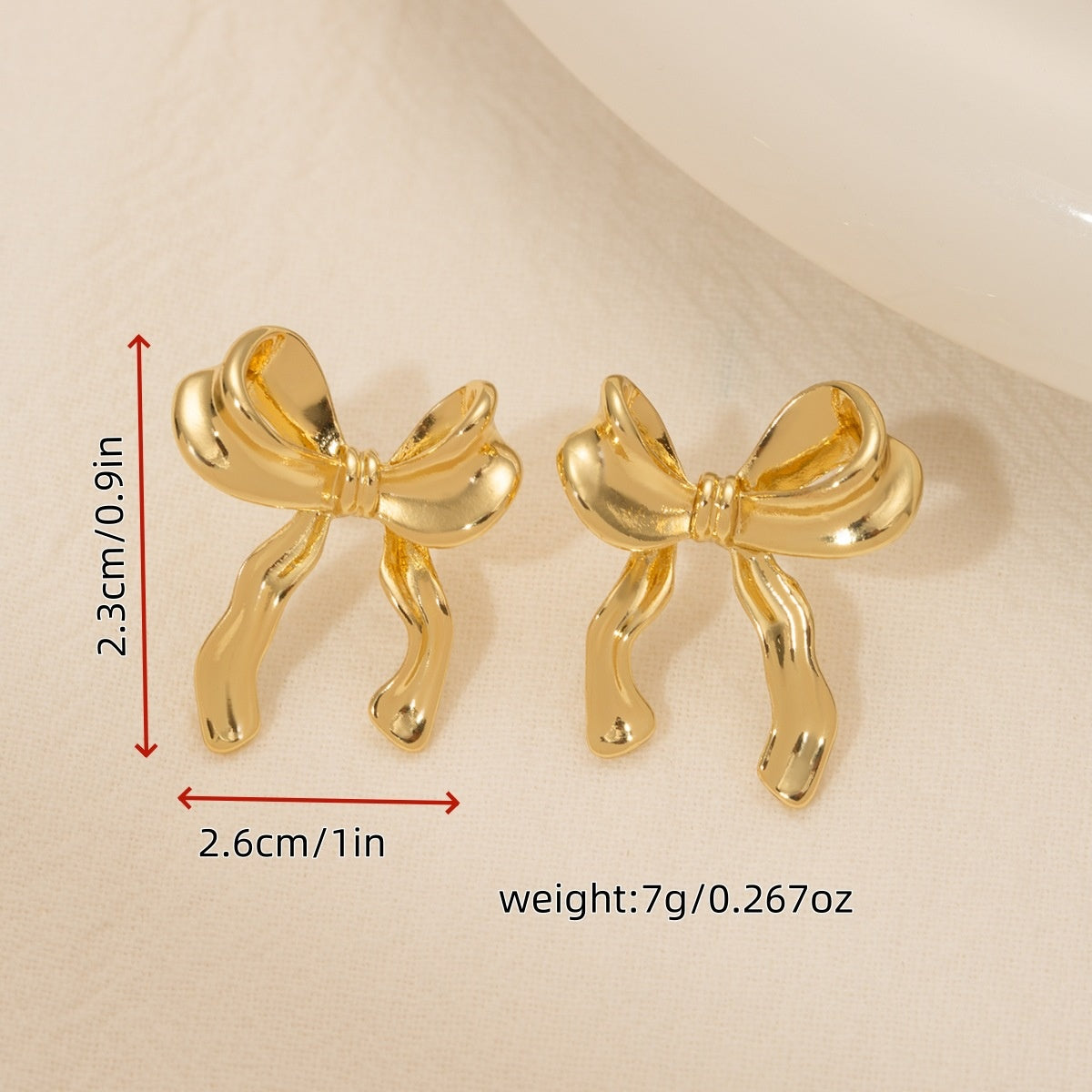 Gold Bow Stud Earrings