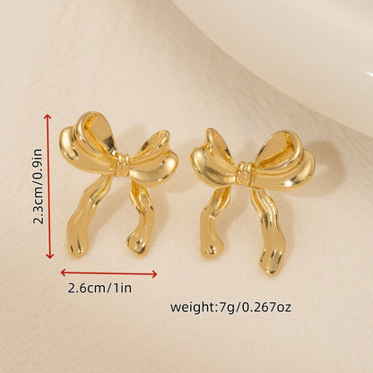 Gold Bow Stud Earrings