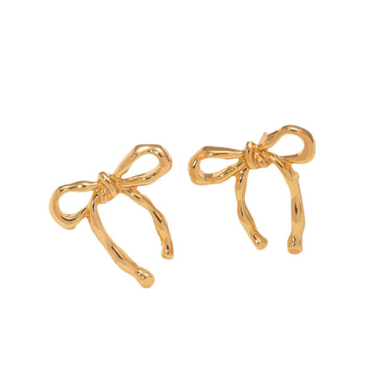Gold Bow Stud Earrings