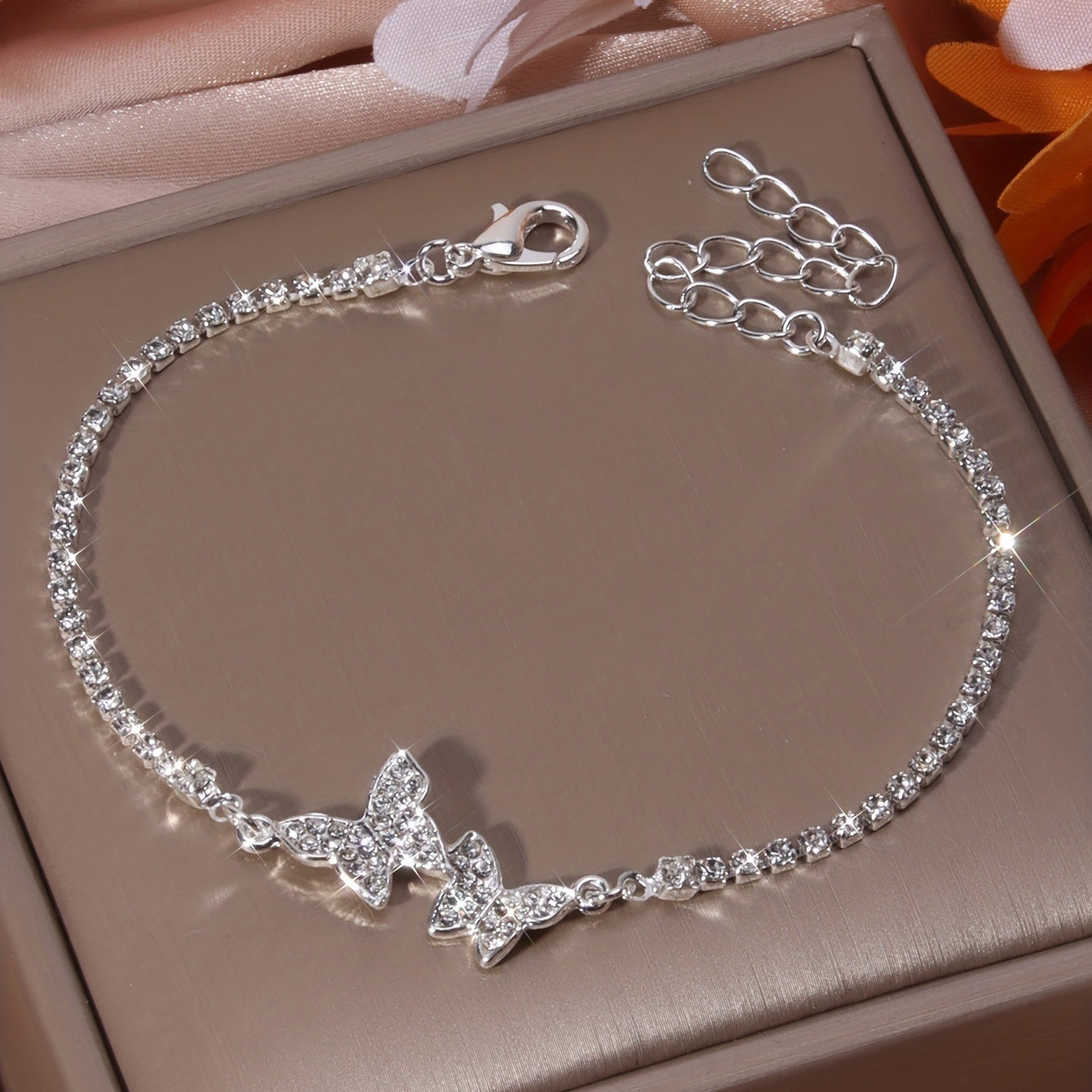 Rhinestone Butterfly Anklet