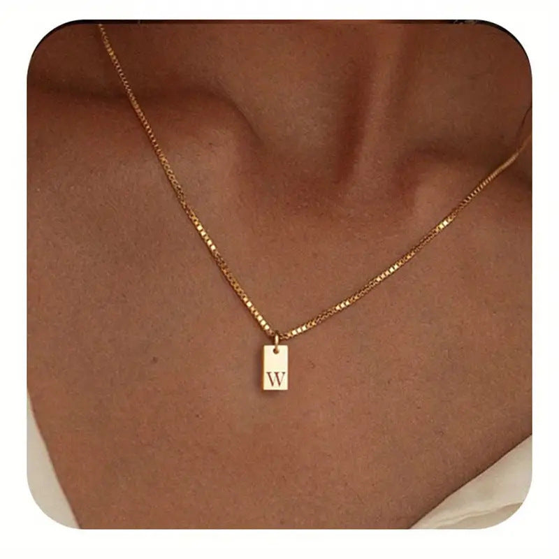26 Letters Square Pendant Women's Necklace