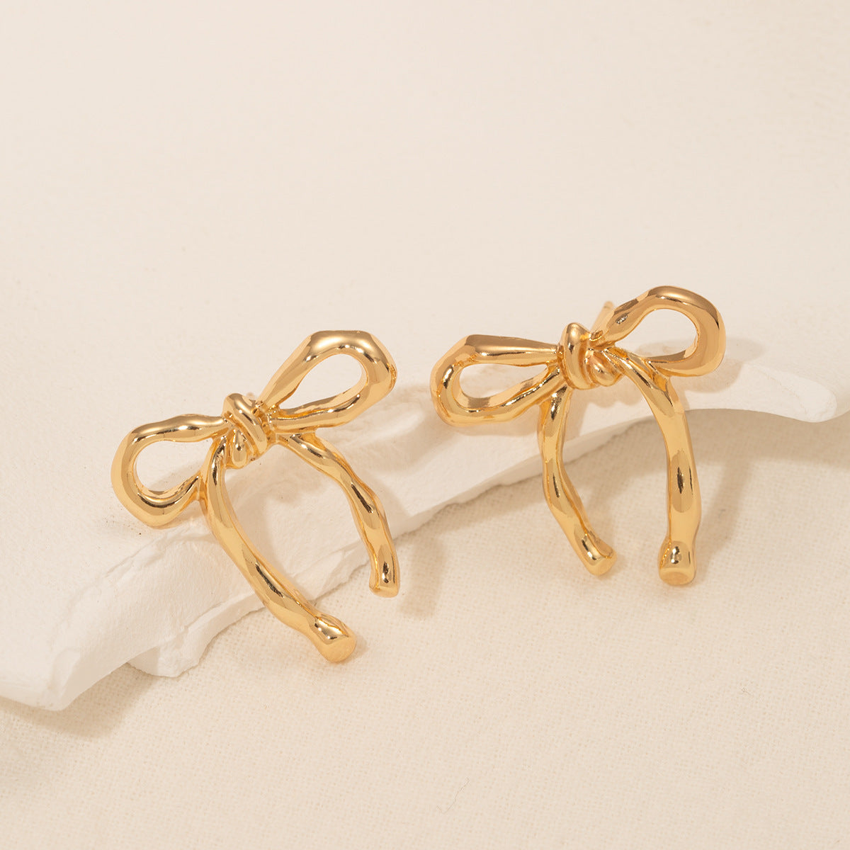 Gold Bow Stud Earrings