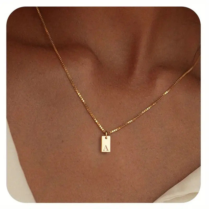 26 Letters Square Pendant Women's Necklace