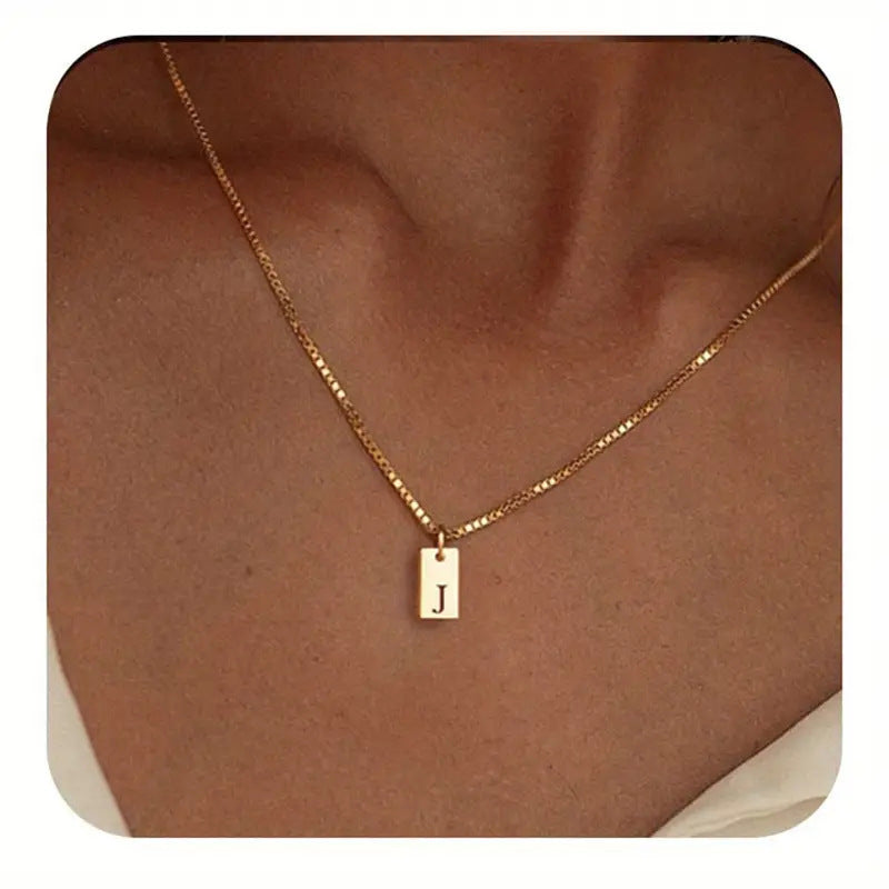 26 Letters Square Pendant Women's Necklace