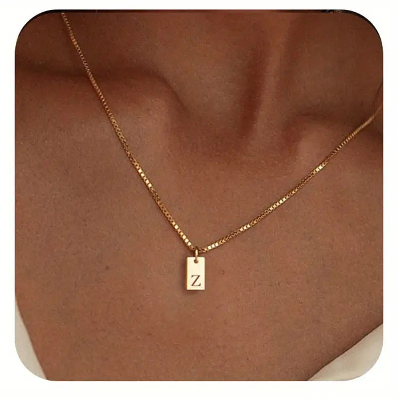 26 Letters Square Pendant Women's Necklace