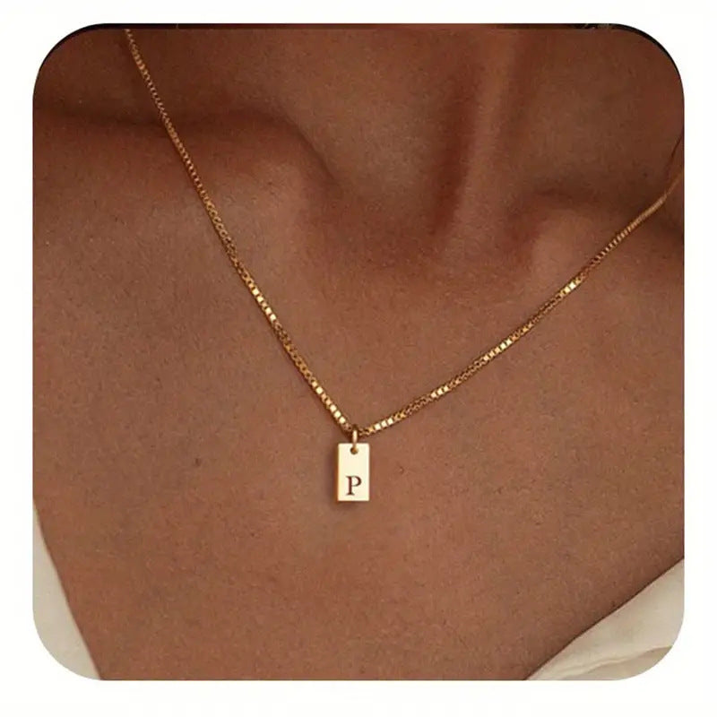 26 Letters Square Pendant Women's Necklace