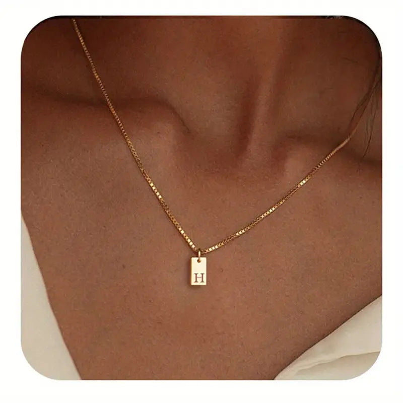 26 Letters Square Pendant Women's Necklace